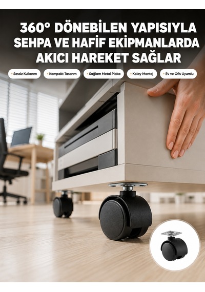 Sehpa Ve Ekipmanlar İçin 4 Cm Kilitsiz Ayak Tekli Çokrenkli
