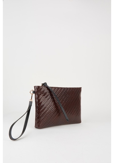 Vivaq Kadın Bellis Örgü Acı Kahve Astarlı Suni Deri Bilek Askılı Portföy El Ve Clutch Çanta Kahverengi
