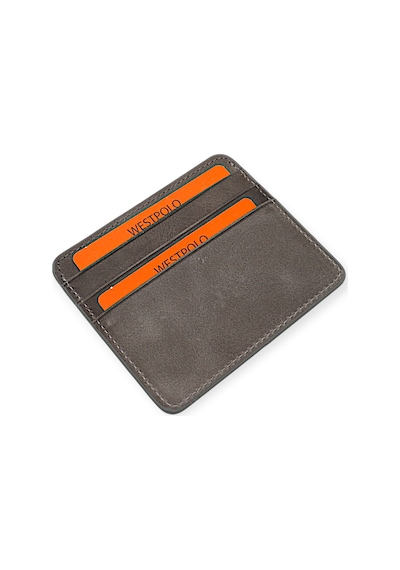 Westpolo Unisex Süper Slim Para Bölmeli Hakiki Deri İnce Kartlık Cüzdan 6 Bölmeli - Gri Gri