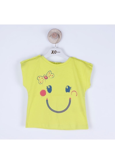 Xo Kids P-003990 Ck 8689 Bebek Kiz Baskılı T-shırt 6-36 Ay Sarı