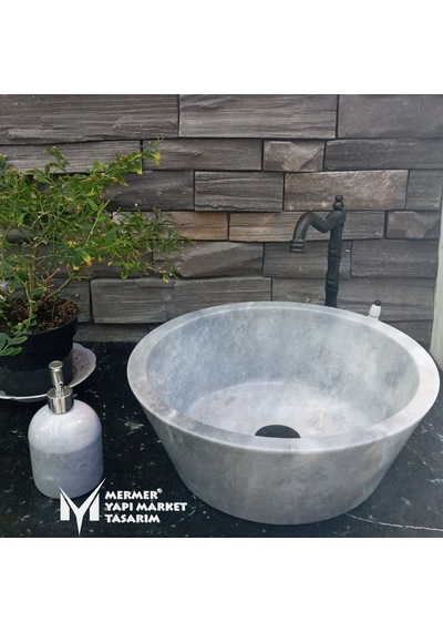 Gri Mermer V Model Lavabo