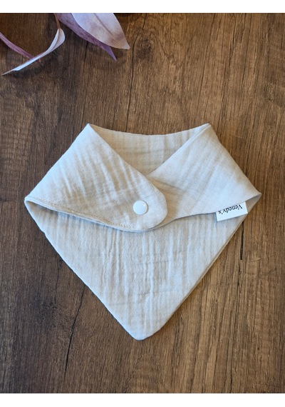 Venedys İsme Özel Müslin Bebek Mama Önlüğü Nakışlı Bandana Önlük 0-2 Yaş Krem