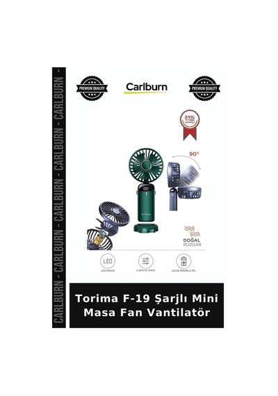 Premium Torima F-19 Şarjlı Mini Masa Fan Vantilatör Şık Pratik Bireysel