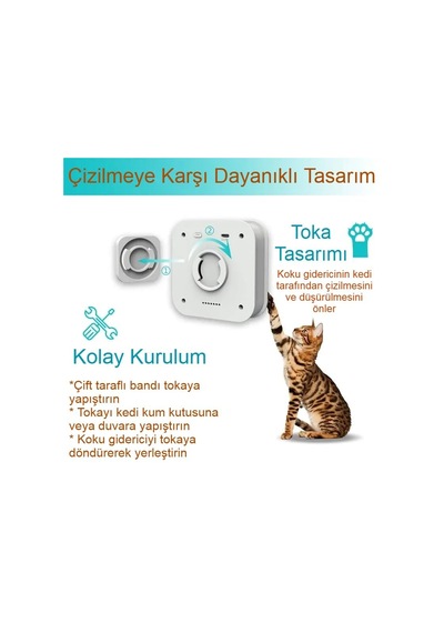 Akıllı Evcil Hayvan Koku Giderici Cihaz, Usb Şarjlı Otomatik Deodorant Ve Sterilizasyon, Kedi Kumu Kokusu İçin Sensörlü Hava Temizleyici, Sessiz Ve Kompakt Tasarım