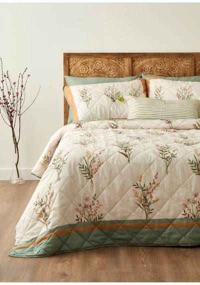 Bella Maison Flores Kapitoneli Çok Amaçlı Çift Kişilik Yatak Örtüsü Seti 240x220 Cm Çok Renkli