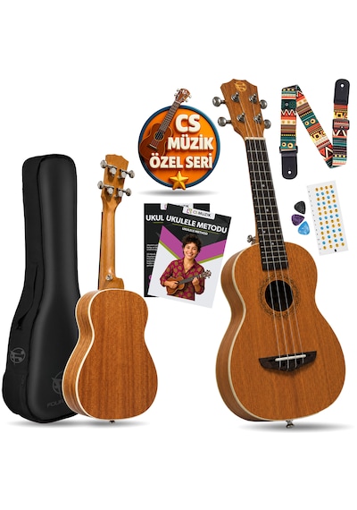 Fourtune Sydra Uks-23m Concert Ukulele Maun Ağacı Profesyonel Ukulele Seti