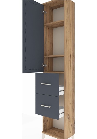 Arges Dolap 3 Raflı 2 Çekmeceli Tek Kapaklı 44x30x221 Çam-ant... Çam