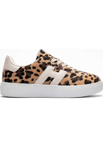 V.S.H Velvet Kadın Yüksek Tabanlı Leopar Sneaker Spor Ayakkabı Terra -2514