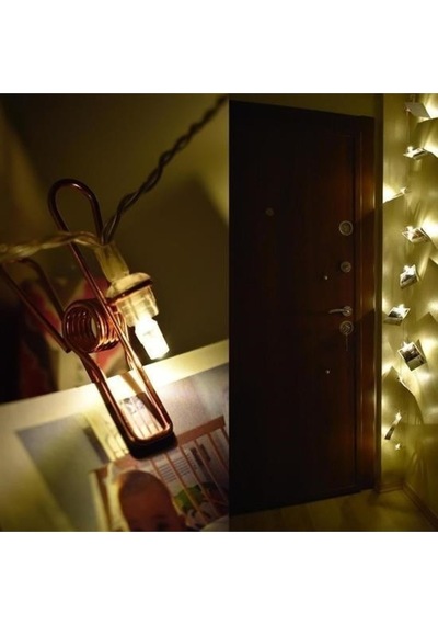 Rose Gold Metal Mandallı Fotoğraf Asma Led Işık Pilli Sıcak Beyaz Dekorasyon Zinciri Renk