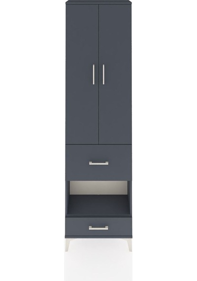Arges Dolap 4 Raflı 2 Çekmeceli 2 Kapaklı 60x30x221 Antrasit-antrasit Antrasit