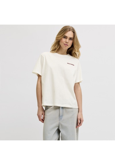 Jack & Jones Kadin Sirt Baskili Kisa Kollu Tisört - Blomma - 12296303 Blanc De Blanc