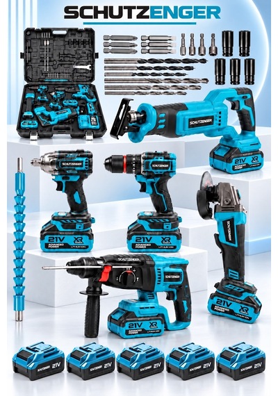 5 Batarya 5 Li Set Şarjlı Tilki Kuyruğu-somun Sökme-taşlama-kırıcı Delici Hilti-matkap Kömürsüz Mavi 8011