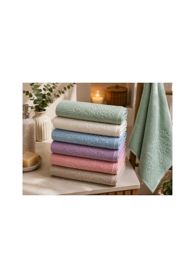 Gonca Renkli Havlu 50x90 Cm 6'lı Set %100 Pamuk - Çok Renkli
