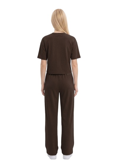 Cottonhıll Premium - Sway Collection Kahverengi Modal Nervür Dikiş Detay Kadın Eşofman Takımı