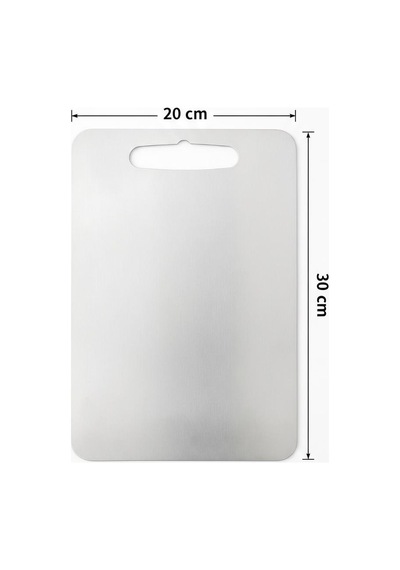 Antibakteriyel Küf Önleyici Paslanmaz Çelik Kesme Matı 20x30 Cm Metalik