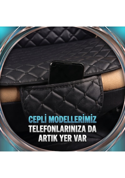 Mercedes Gls Uyumlu 3 Parça Cepli Oto Koltuk Minderi Siyah Deri Siyah Dikişli