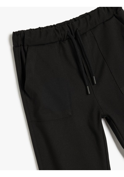 Koton Standart Bel Cepli Düğme Detaylı Basic Jogger Pantolon Siyah 5skb40058tw Siyah