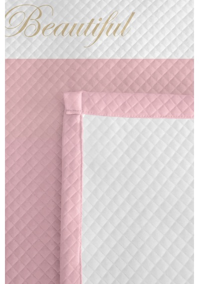 Pastel Mint Pembe Genç Odası Tek Kişilik Pike Takımı - Kapitone Beyaz Renkli 160x220 Cm Yatak Örtüsü Kadife Kâğıt Havası