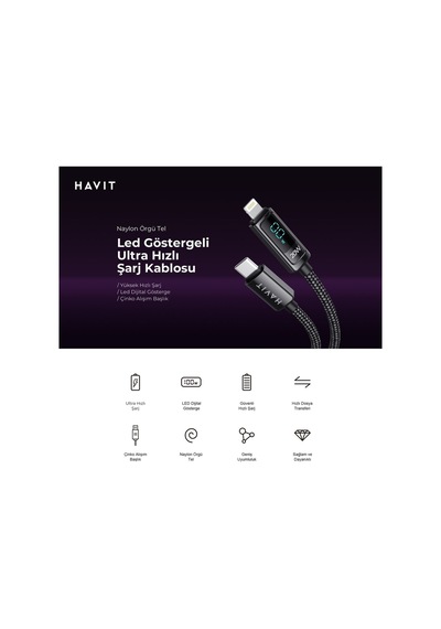 Havit CB6246 PD 20W Göstergeli Şarj Kablosu