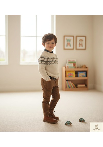 Nanica Kids Minibohe Kemerli Çocuk Kanvas Pantolon Kahve Kahverengi