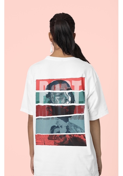 Tasarım Post Malone Sırt Baskılı Unisex Oversize Şarkıcı Tişört Beyaz