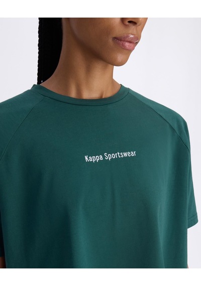 Kappa Authentic Angelou Kadın Petrol Yeşili Comfort Tişört