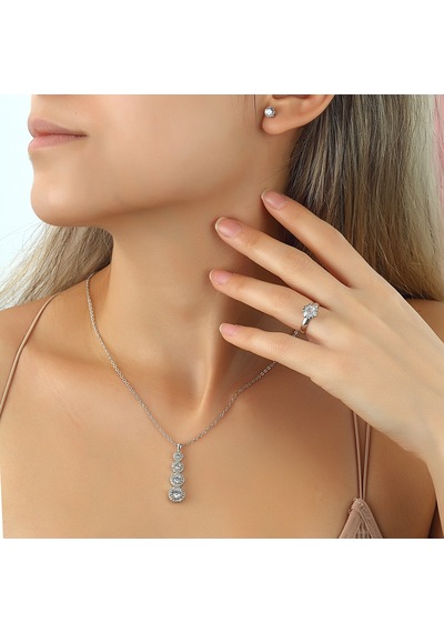 Forentina Kadın Tria Kolye Küpe Yüzük Set - Peluş Ayı Hediye Set Ps2901 Çok Renkli