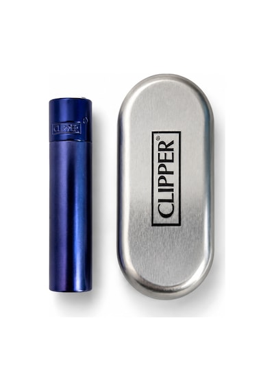 Clipper Desenli Metal Gaz Dolumlu Çakmak Özel Kutulu Premium Model Mavi
