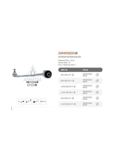 Asmetal 23mr3200 Salıncak Alüminyum Cıvatalı Ön Sol 2033300111