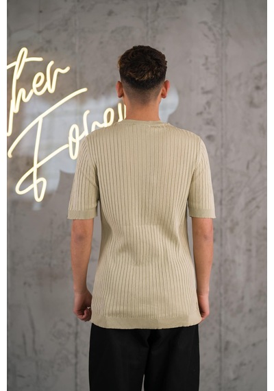 Slimfit Likralı Sıfır Yaka Erkek Triko T-shirt 001