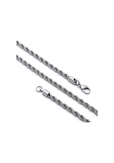 Premium Parlak Ve Şık Rope Halat Erkek 316l Çelik Kolye 6mm 55cm 3183eck033 - Gümüş Renk