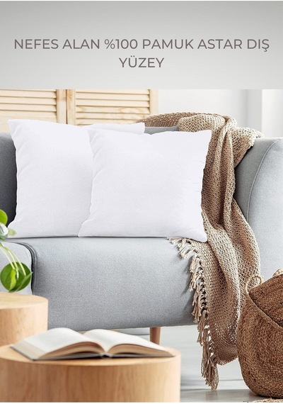 Swita Home 4'lü Boncuk Silikon Kırlent Kılıfı İç Yastığı Beyaz
