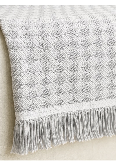 Çift Taraflı Buldan Dokuma Pamuklu Koltuk Örtüsü 170x210 Cm Çekyat Örtüsü Geometrik Desenli Koltuk Şalı Açik Gri