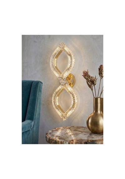 Yonca Model İkili Gold 3 Renk Modu Kristal Taşlı Salon Mutfak Yatak Çocuk Odası Aplik