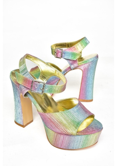 Fox Shoes S246057114 Renkli Platform Topuklu Kadın Ayakkabı Çok Renkli