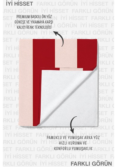 Çizgili Kırmızı Beyaz Plaj Havlusu - Modern Marine Resort Stil Hızlı Kuruyan Mikrofiber Havlu Sisli Yasemin