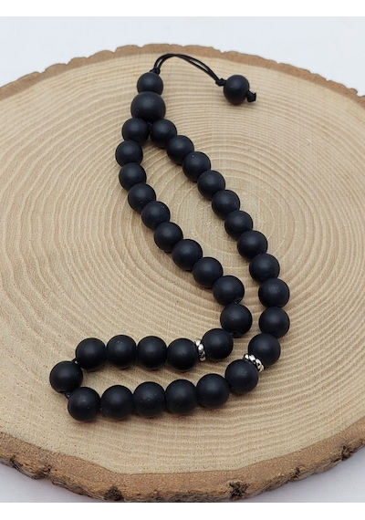 Oniks Taşı Mat 33lük Özel Tasarım Tesbih 8mm 1262 Çok Renkli