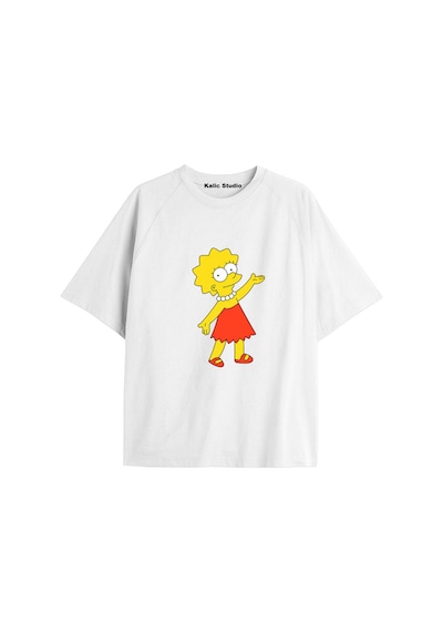 Kalic Studio Y2k Vintage Simpson Baskılı Beyaz T-shirt Kod 279 Beyaz-279