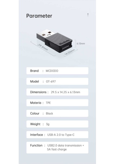 Mcdodo Type-C To Usb-A 2.0 Dönüştürücü Ca-6970