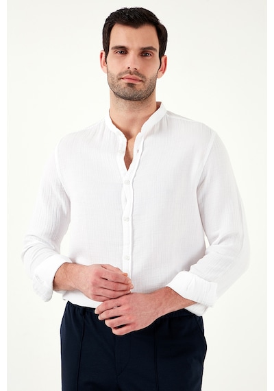 Buratti Pamuklu Regular Fit Hakim Yaka Erkek Gömlek Cf25S127702 Beyaz