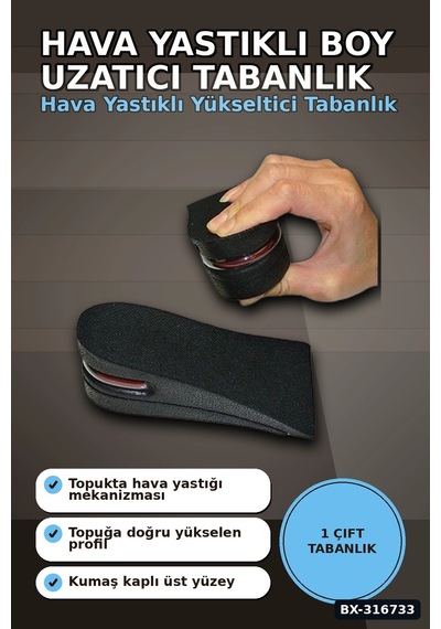 Boy Uzatıcı Ayakkabı Tabanlığı 1.5 - 5 Cm Hava Yastıklı Kadın Erkek Uyumlu 1 Çift Bx-316733 Çok renkli