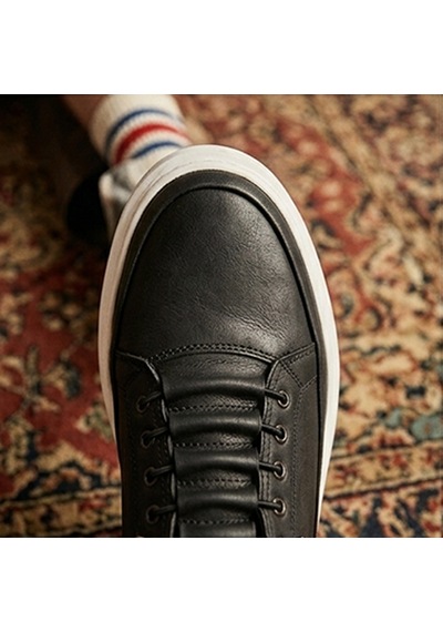 Genel Markalar Erkek Siyah Beyaz Tabanlı Retro Sneaker Siyah