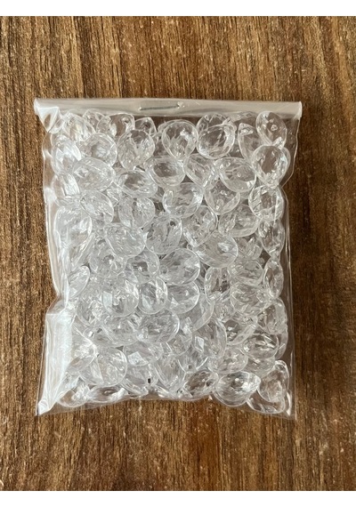 Şeffaf Oya, Abiye, Havlu, Takı, Örgü Vb. El İşleme Plastik Gözyaşı Damla Boncuk. 25gr. Tahmini 195 Adet.