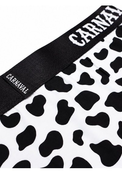 Carnaval Socks İnek Benek Desenli Erkek Boxer Pamuklu Likralı Parlak Lastikli Kutulu Siyah Beyaz Çoklu