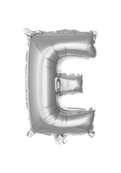 E Harf Gümüş Folyo Balon16 İnç 36 Cm