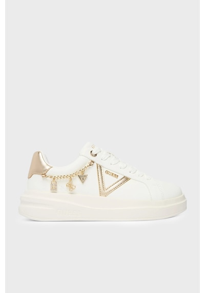 Guess Ebetts Aksesuar Detaylı Deri Sneaker Ayakkabı Fltbttlea12 Bayan Ayakkabı Fltbtt Lea12 Whpla Beyaz-gold