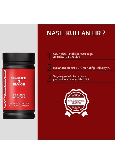 Saç Şekillendirici Toz Wax Tüm Saç Tipleri Süper Tutuş Ve Ultra Mat Görünüm Shake & Rake 20 Gr
