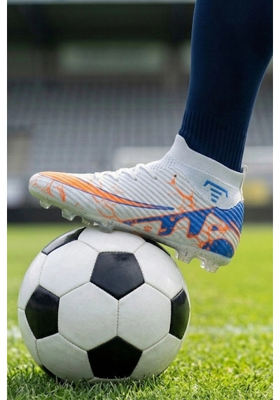 In Step Air Erkek Beyaz Futbol Kramponu - Çoraplı Bilekli Halı Saha Ayakkabısı - 601