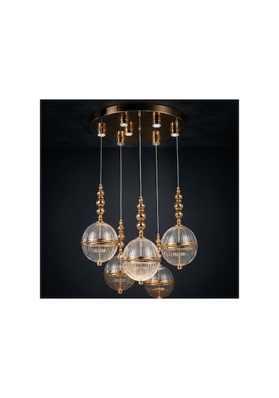 H-acraft Gold Led'li Modern Küre Avize 5'lı Altın