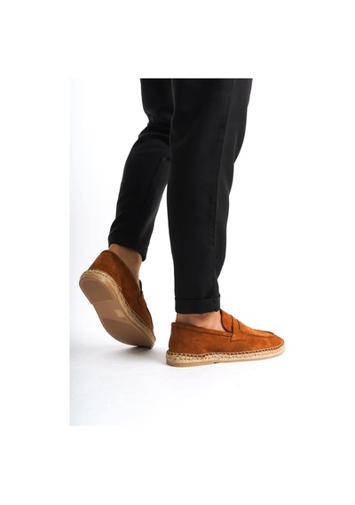 Mubiano Hakiki Deri Summer Erkek Jüt Taban Taba Süet Espadril & Loafer -mssr1274-tb Taba